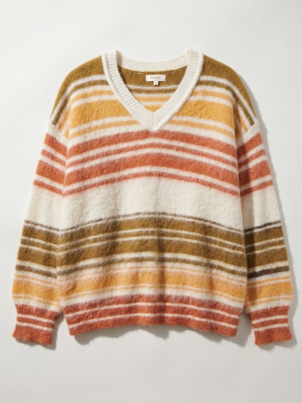 Multi Stripe Eyelash Knit Sweater - Boutique Earth tone neutral wool blend